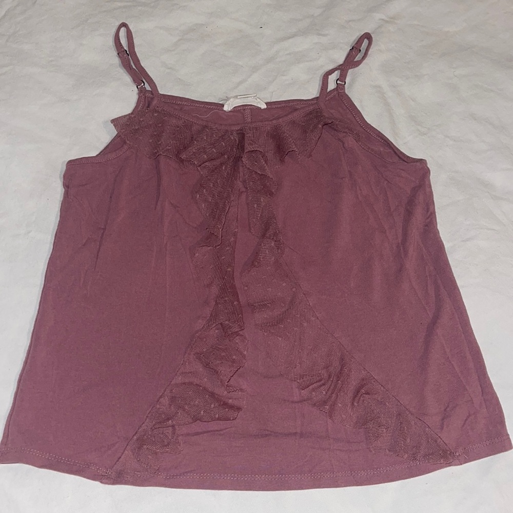 purple tank top with mesh detailing